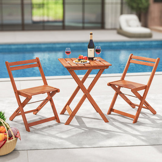 3 Piece Solid Wood Furniture Set with 2 Folding Chairs - Tampa Home & Garden Store