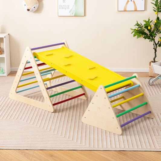 3 Piece Toddler Triangle Set Montessori with 2 Climbing Triangles and 1 Ramp-Colorful - Tampa Home & Garden Store
