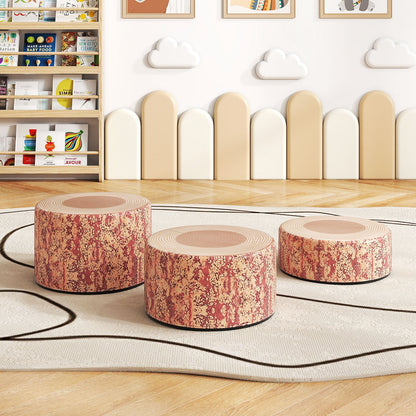 3-Piece Tree Stump Stool Set with Wood Printing Nature Decoration