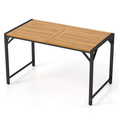 51 in Acacia Wood Patio Table with Umbrella Hole