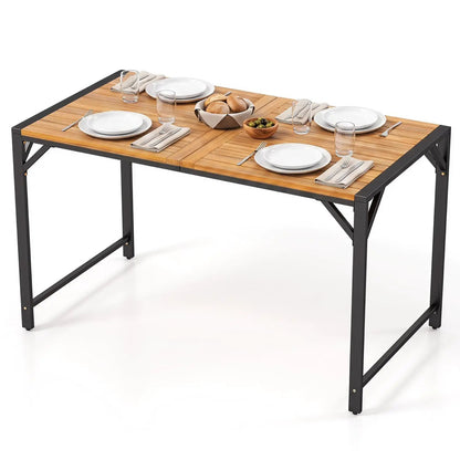 51 in Acacia Wood Patio Table with Umbrella Hole