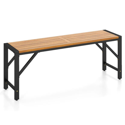 Acacia Wood Outdoor Bench 47.5 Inch Slatted Seat