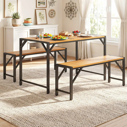 Acacia Wood Outdoor Bench 47.5 Inch Slatted Seat