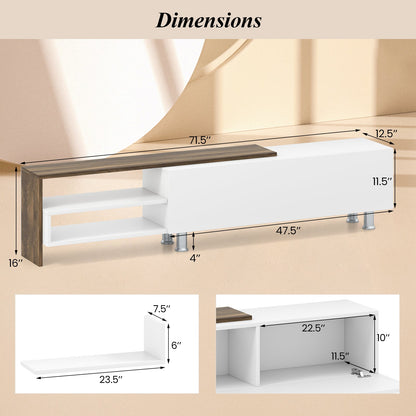 3 Pieces Farmhouse TV Stand for TVs up to 80 Inch with Cabinet and Compartments-White