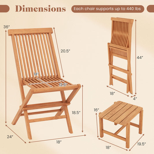 3 Pieces Folding Patio Bistro Set - Tampa Home & Garden Store