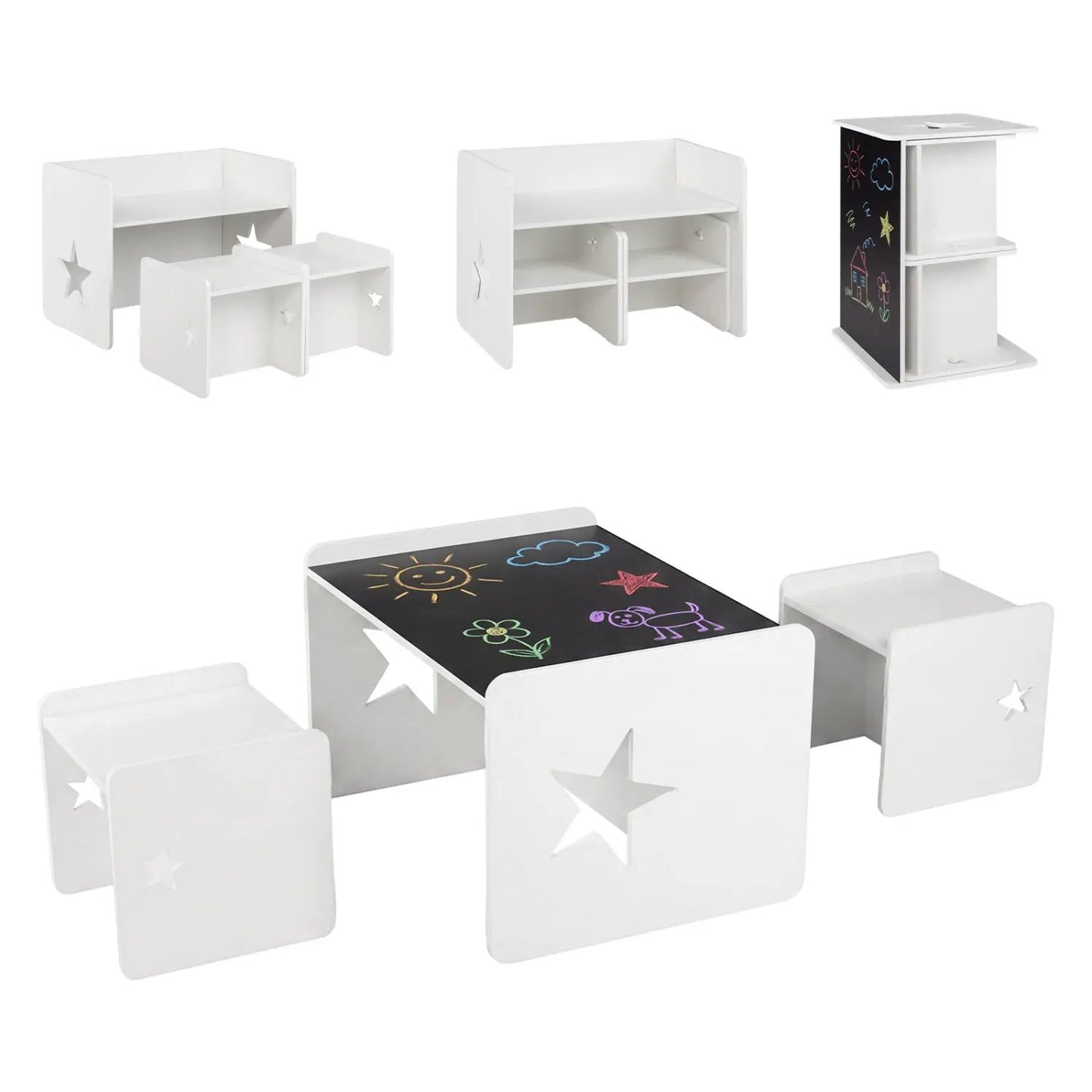 Kids Table and Chair Set, Space Saving 3 Pieces