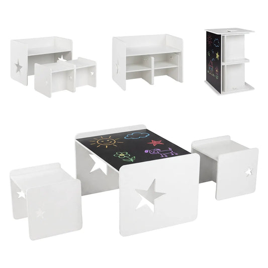 3-piece kids table and chair set with star cutouts and chalkboard top by DirectDeals on Tampa Home & Garden Store