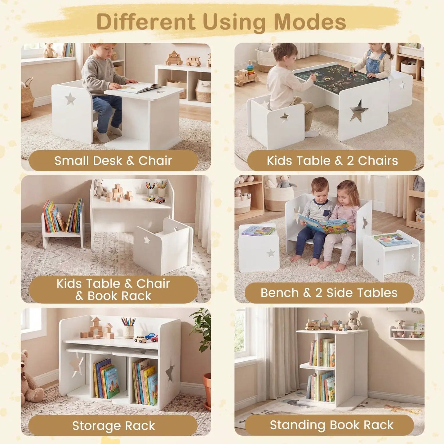 Kids Table and Chair Set, Space Saving 3 Pieces