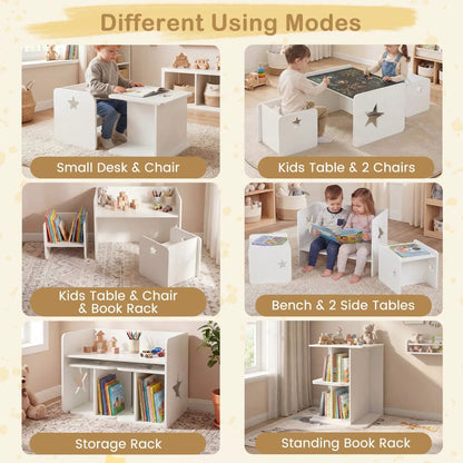 Kids Table and Chair Set, Space Saving 3 Pieces