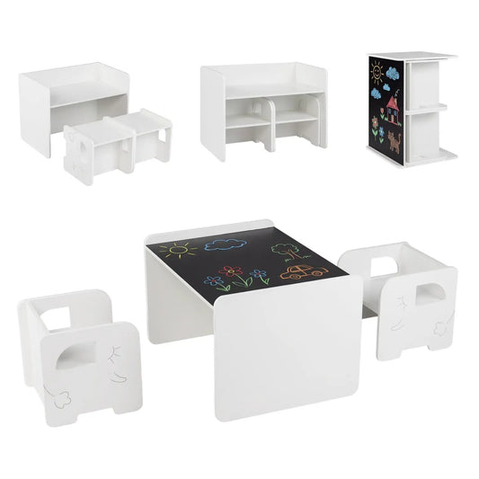 3-piece kids table and chair set by DirectDeals, white with chalkboard tabletop on Tampa Home & Garden Store