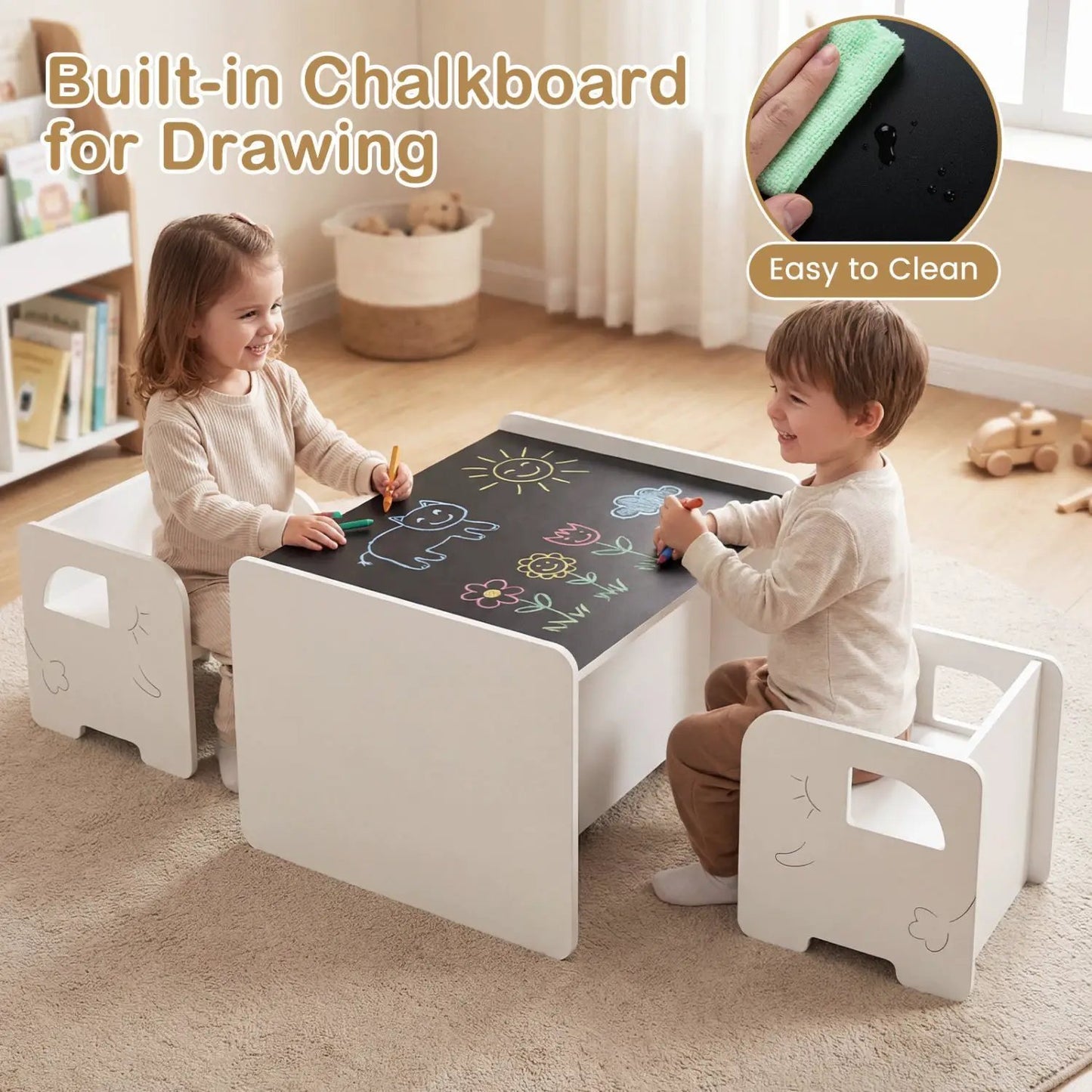 Kids Table and Chair Set with Space Saving Design