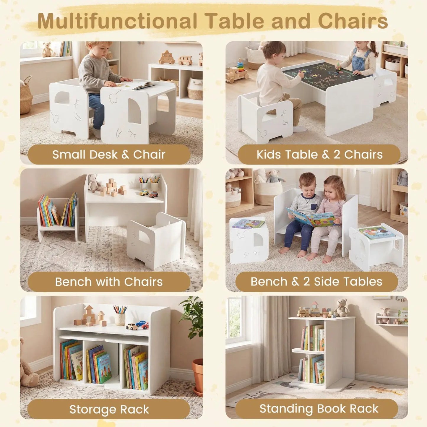 Kids Table and Chair Set with Space Saving Design