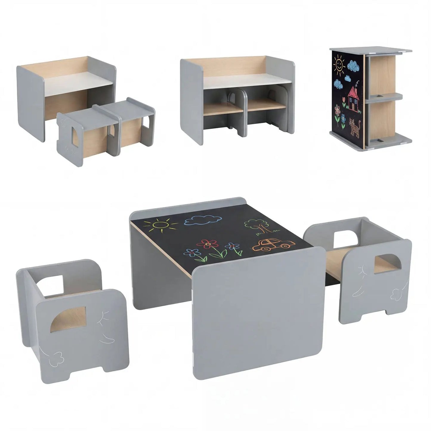 Kids Table and Chair Set with Space Saving Design