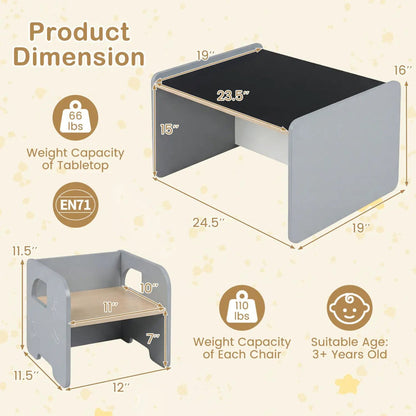 Kids Table and Chair Set with Space Saving Design