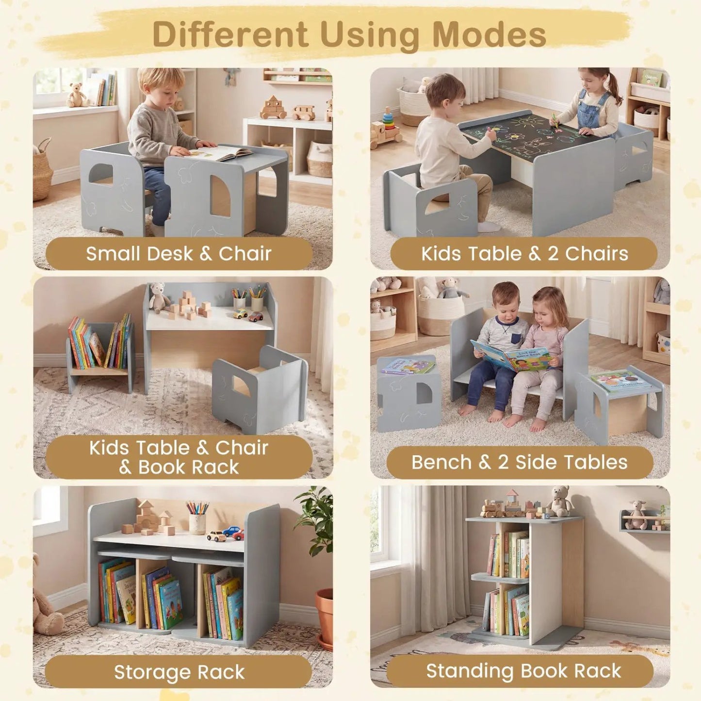 Kids Table and Chair Set with Space Saving Design