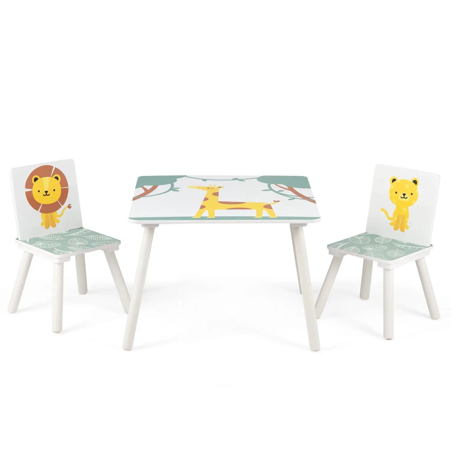Kids Table and Chair Set With Animal Patterns