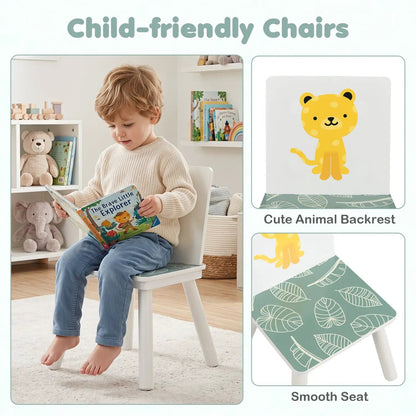 Kids Table and Chair Set With Animal Patterns