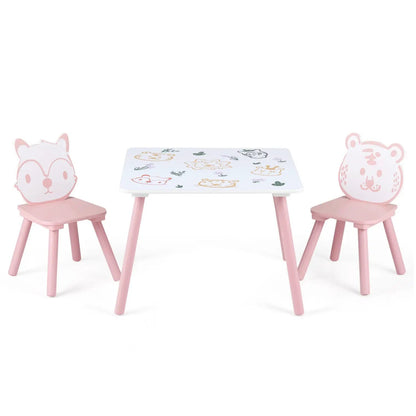 Kids Table and Chair Set with Animal Patterns