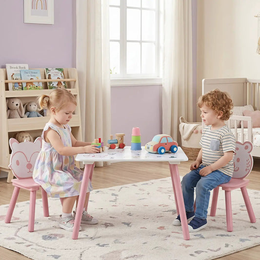 Kids Table & Chair Set with Animal Patterns, 3-Piece bunny-back chairs DirectDeals on Tampa Home & Garden Store