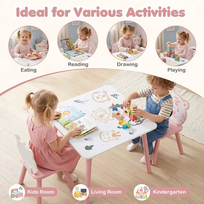 Kids Table and Chair Set with Animal Patterns