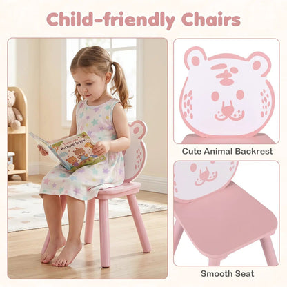 Kids Table and Chair Set with Animal Patterns
