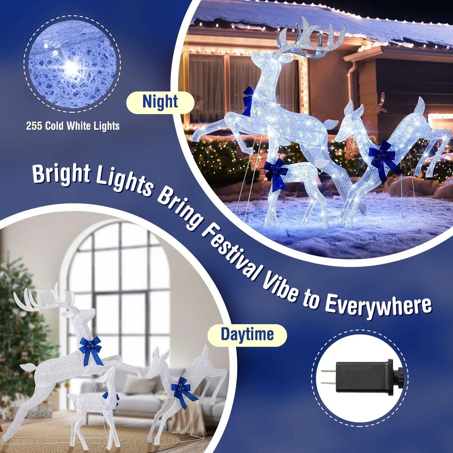 Lighted Christmas Reindeer Set with 255 Lights