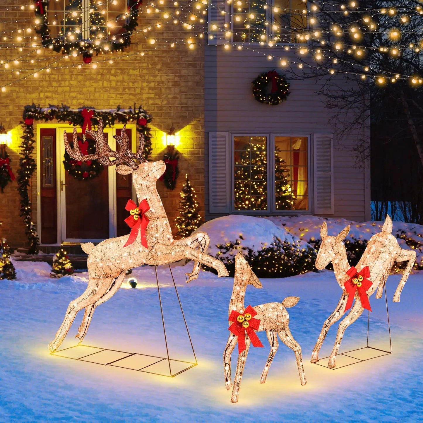 Lighted Christmas Reindeer Set with 255 Lights