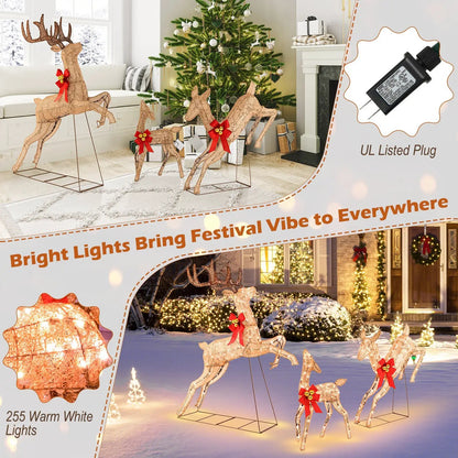 Lighted Christmas Reindeer Set with 255 Lights