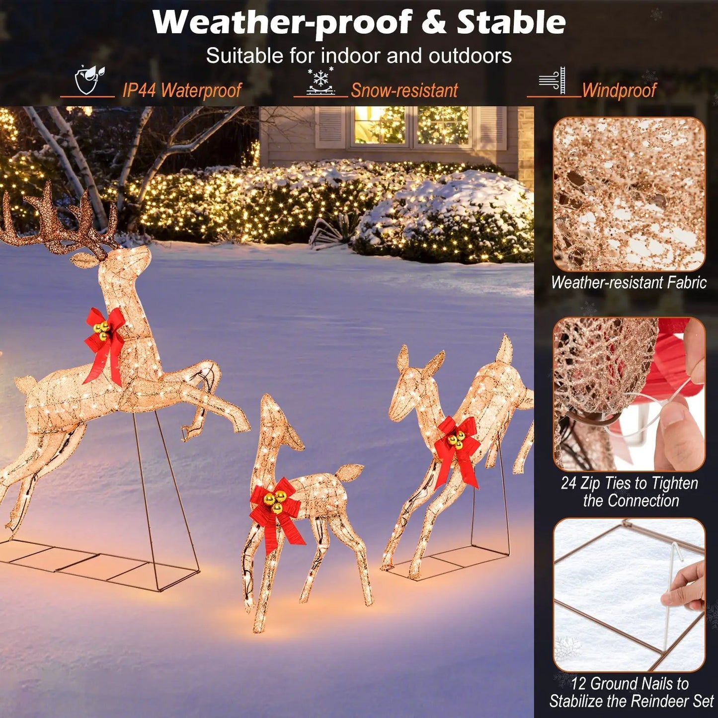 Lighted Christmas Reindeer Set with 255 Lights