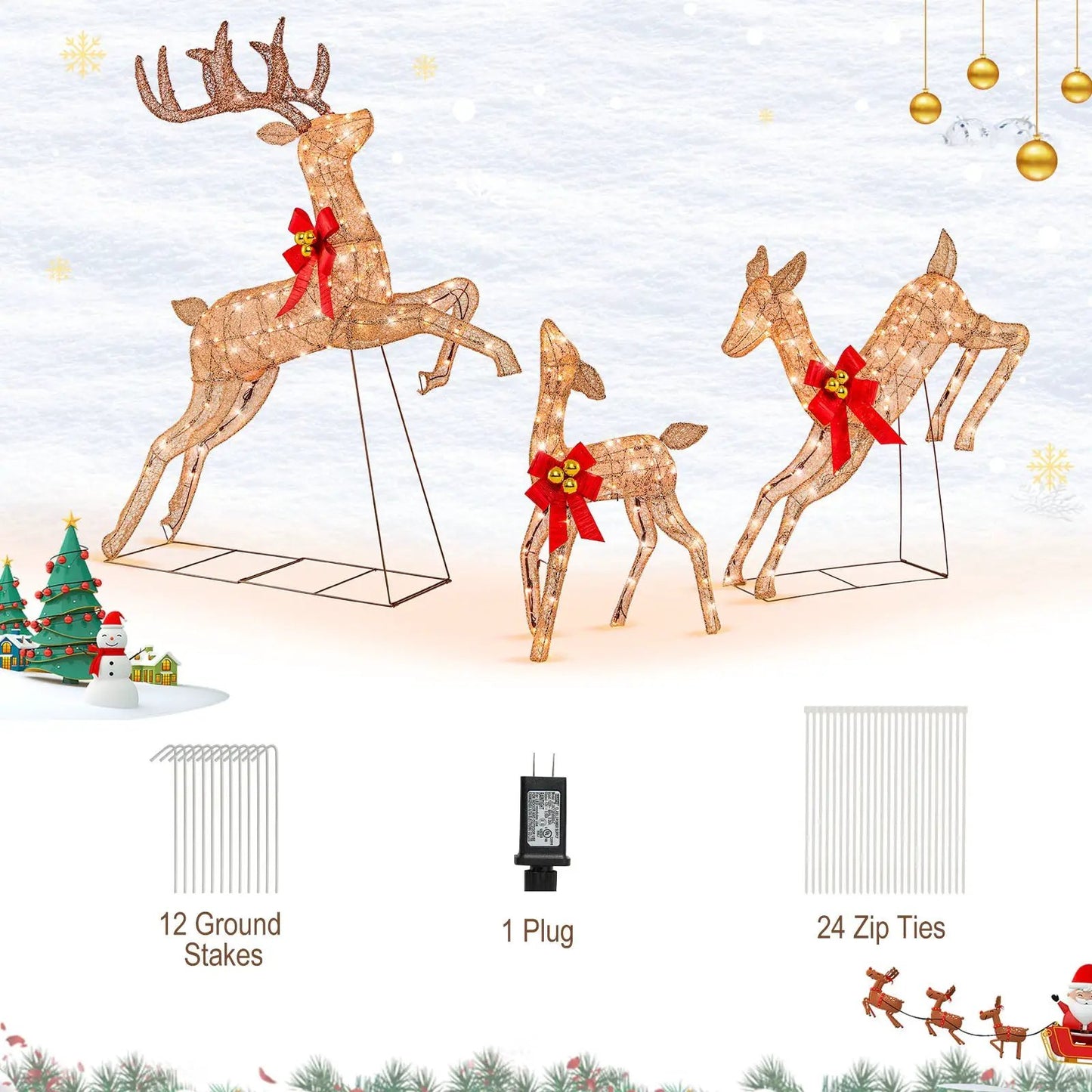 Lighted Christmas Reindeer Set with 255 Lights