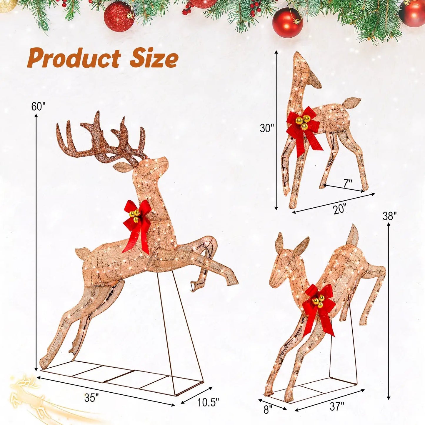 Lighted Christmas Reindeer Set with 255 Lights