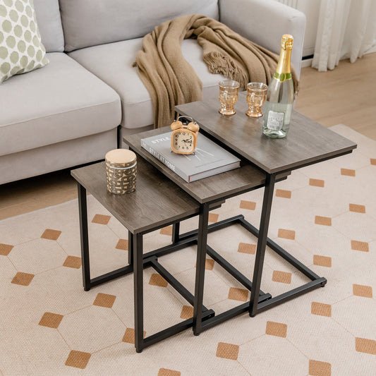 3 Pieces Multifunctional Coffee End Table Set-Oak - Tampa Home & Garden Store