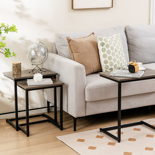 3 Pieces Multifunctional Coffee End Table Set-Oak - Tampa Home & Garden Store