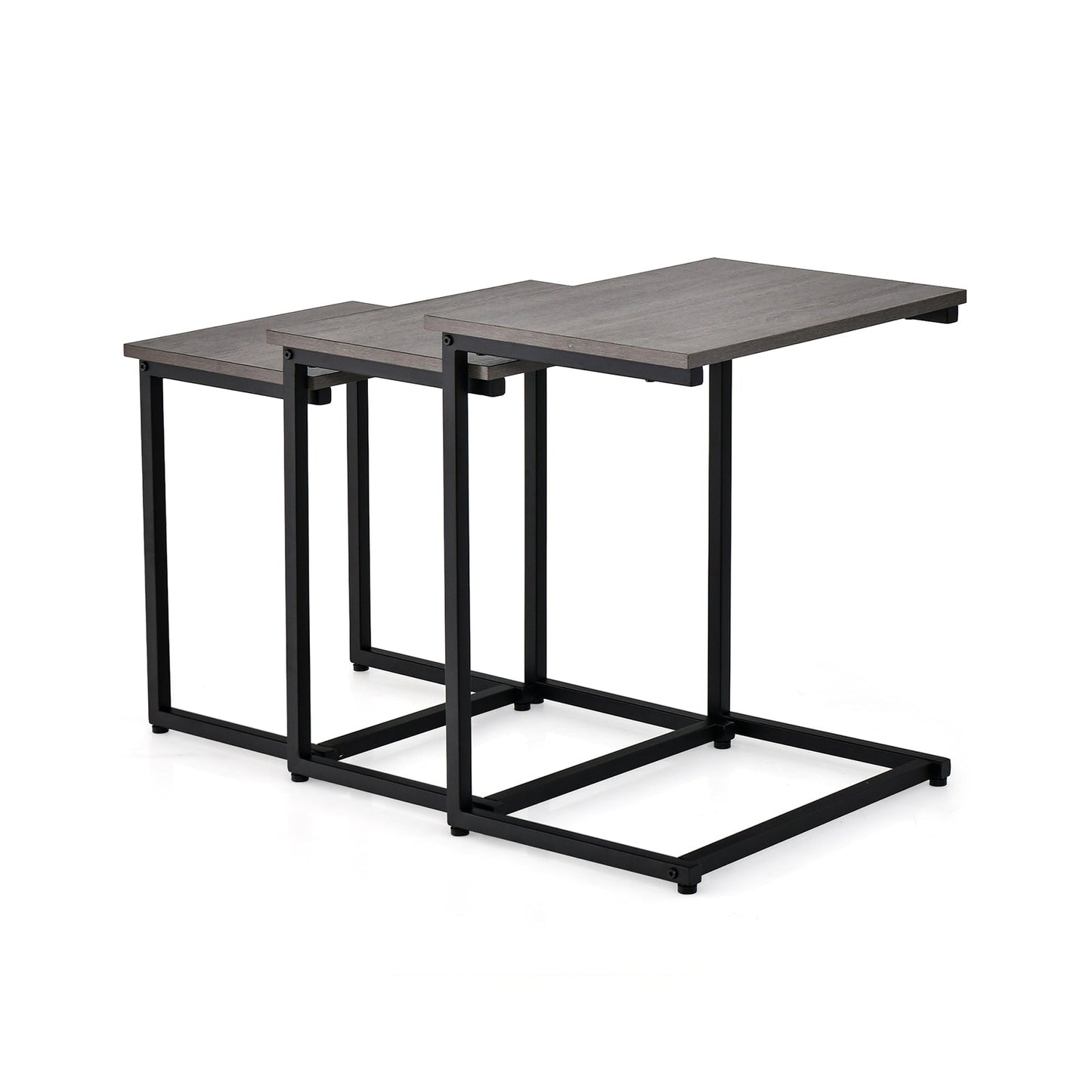 3 Pieces Multifunctional Coffee End Table Set-Oak