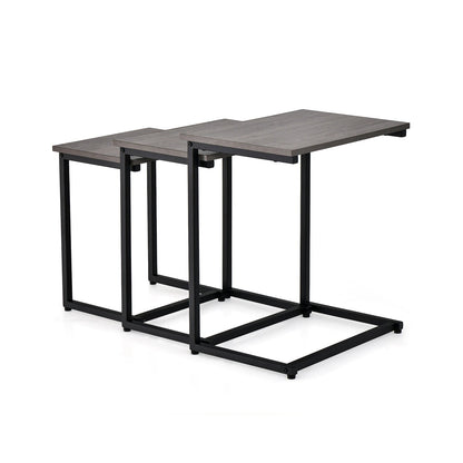 3 Pieces Multifunctional Coffee End Table Set-Oak