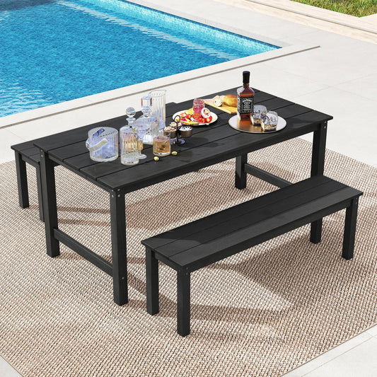 3 Pieces Outdoor Dining Table Set with 2 Benches - Tampa Home & Garden Store