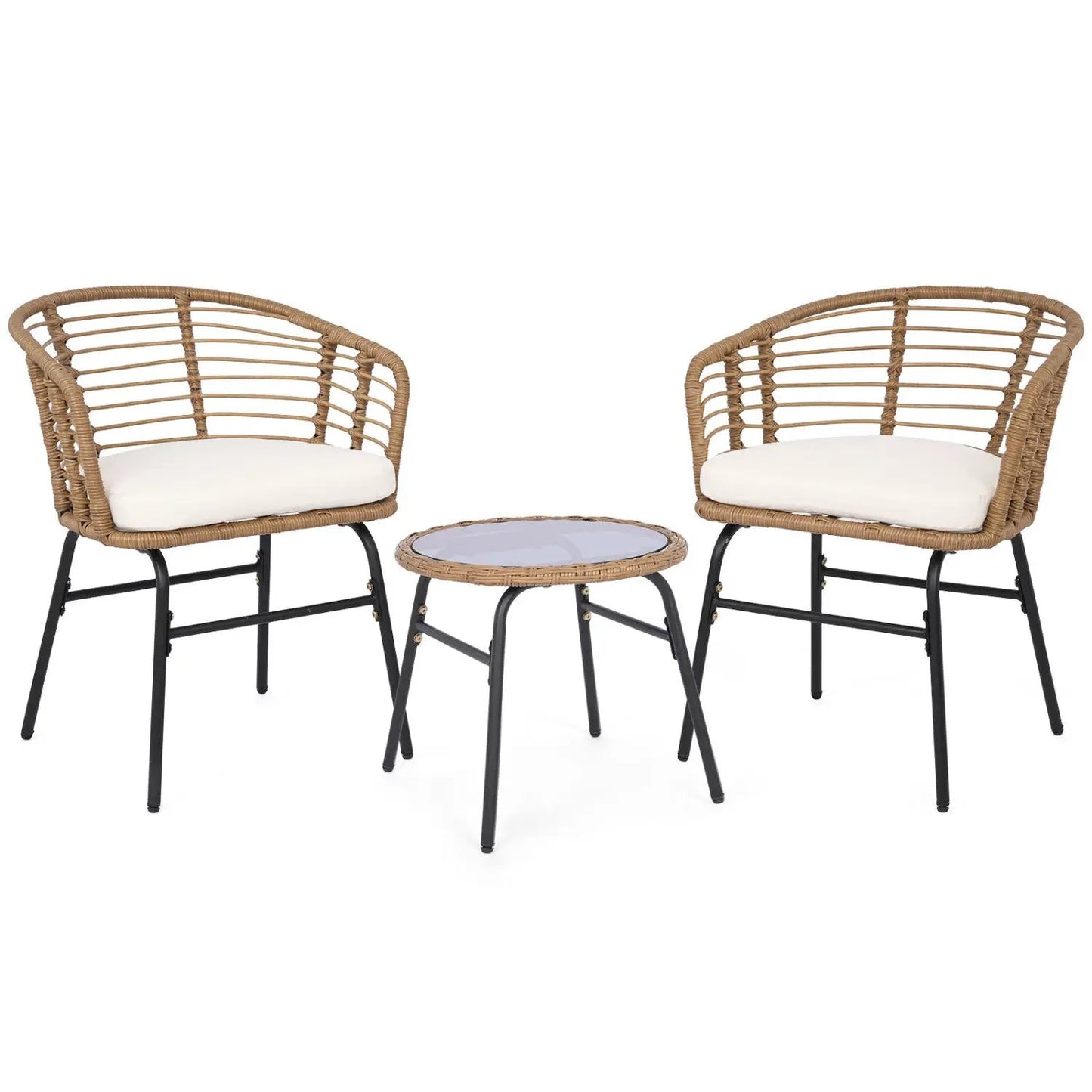 Three Piece Patio Conversation Set With Cushions