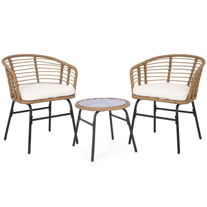 Three Piece Patio Conversation Set With Cushions