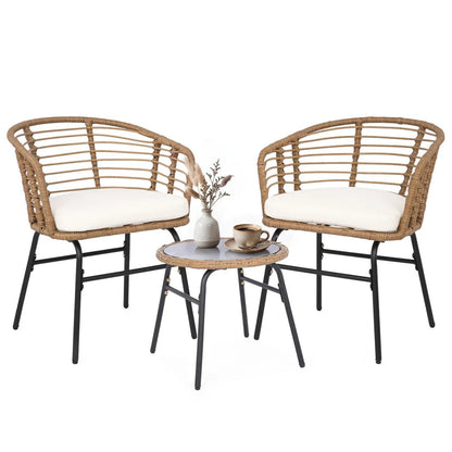 Three Piece Patio Conversation Set With Cushions