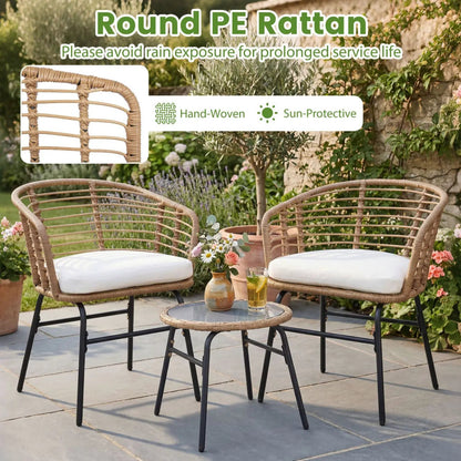 Three Piece Patio Conversation Set With Cushions