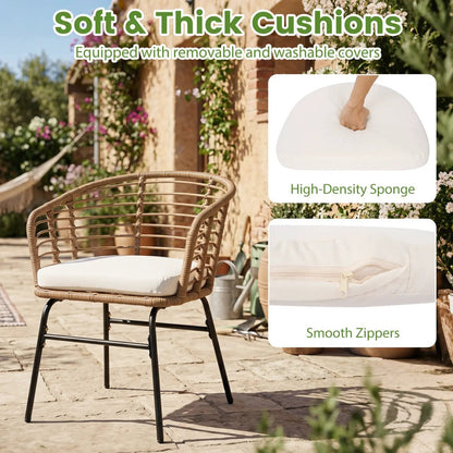 Three Piece Patio Conversation Set With Cushions
