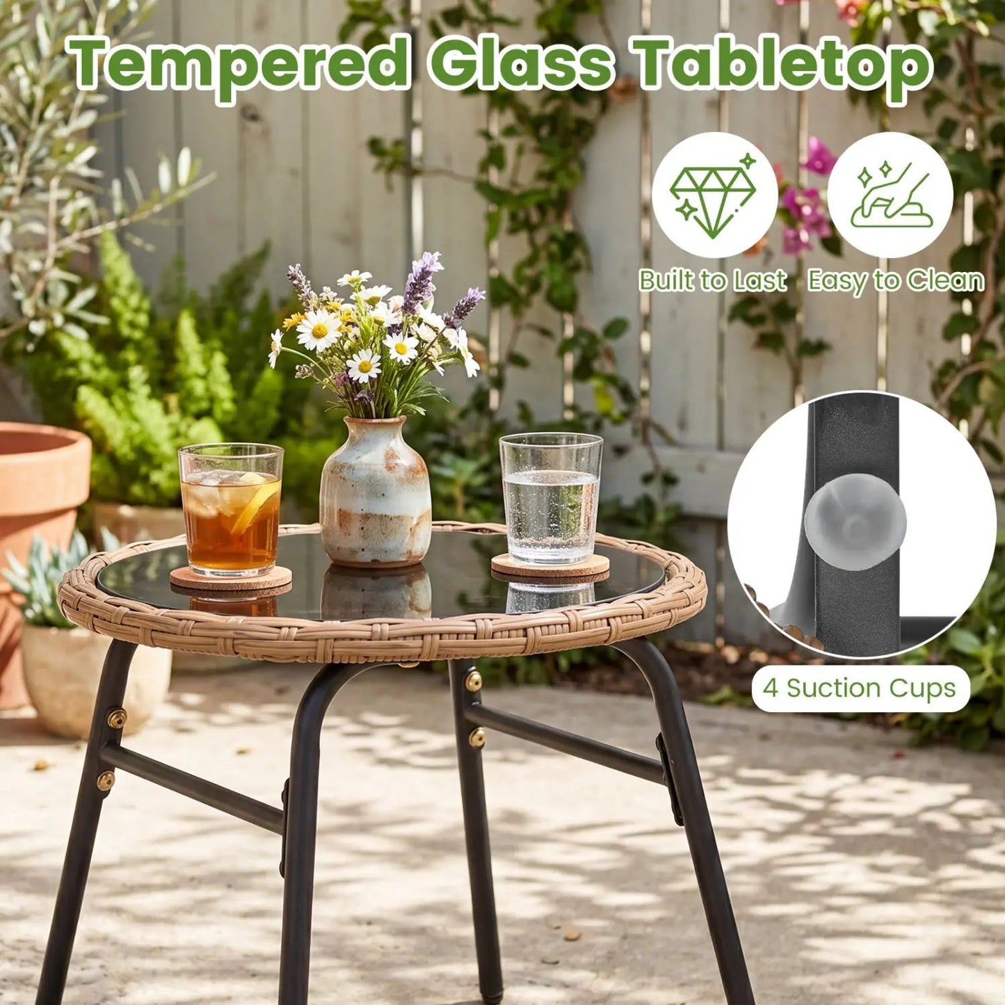 Three Piece Patio Conversation Set With Cushions