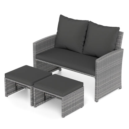 3-Piece Patio Conversation Set DirectDeals grey wicker dark cushions on Tampa Home & Garden Store