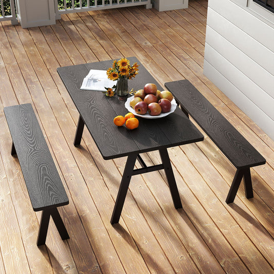 3 Pieces Outdoor Picnic Table and Benches Set for 6 People - Tampa Home & Garden Store