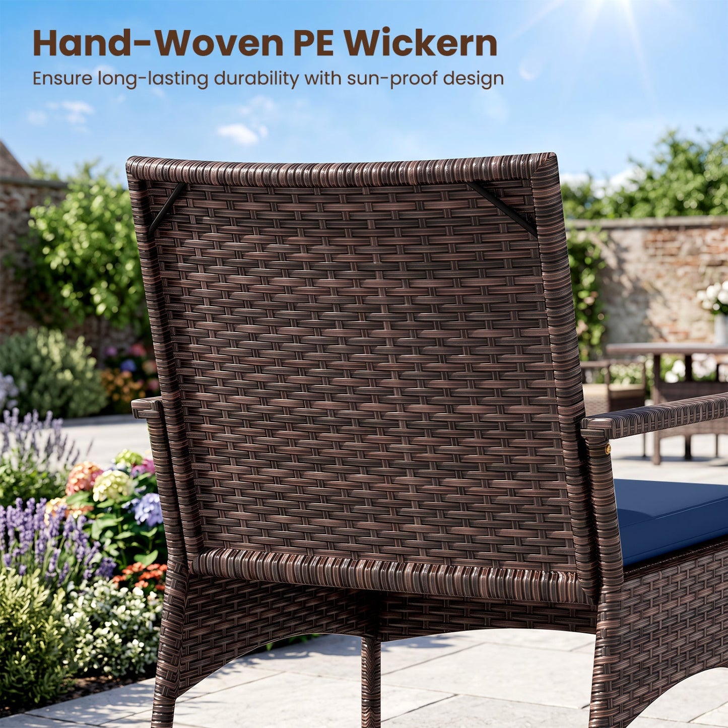 3-Piece Rocking Bistro Set with Cushions in dark brown hand-woven PE wicker DirectDeals on Tampa Home & Garden Store