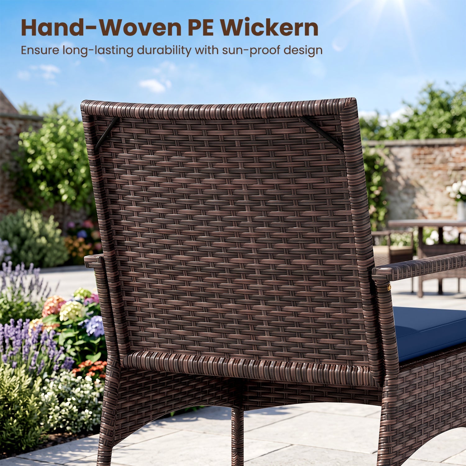 3-Piece Rocking Bistro Set with Cushions in dark brown hand-woven PE wicker DirectDeals on Tampa Home & Garden Store