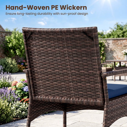 3-Piece Rocking Bistro Set with Cushions in dark brown hand-woven PE wicker DirectDeals on Tampa Home & Garden Store
