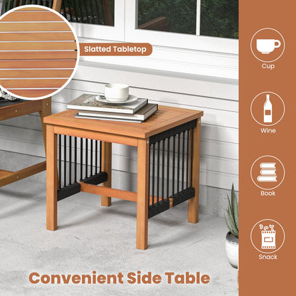 Juego de muebles de patio de madera de acacia de 3 piezas con sillones y mesa de centro