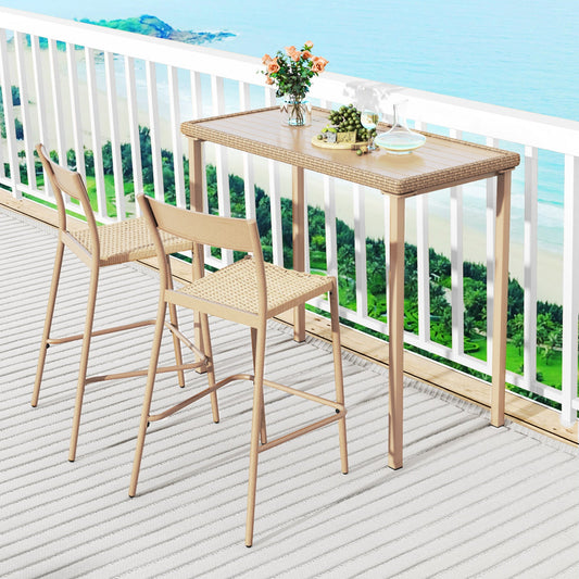 3 Pieces Patio Bar Table Set with Height Table and 2 Armless Chairs - Tampa Home & Garden Store