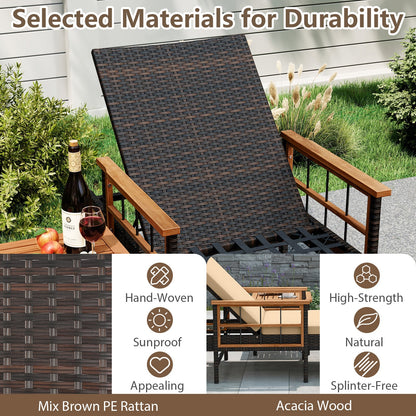 3 Pieces Patio Chaise Lounge Set for Poolside Backyard Porch